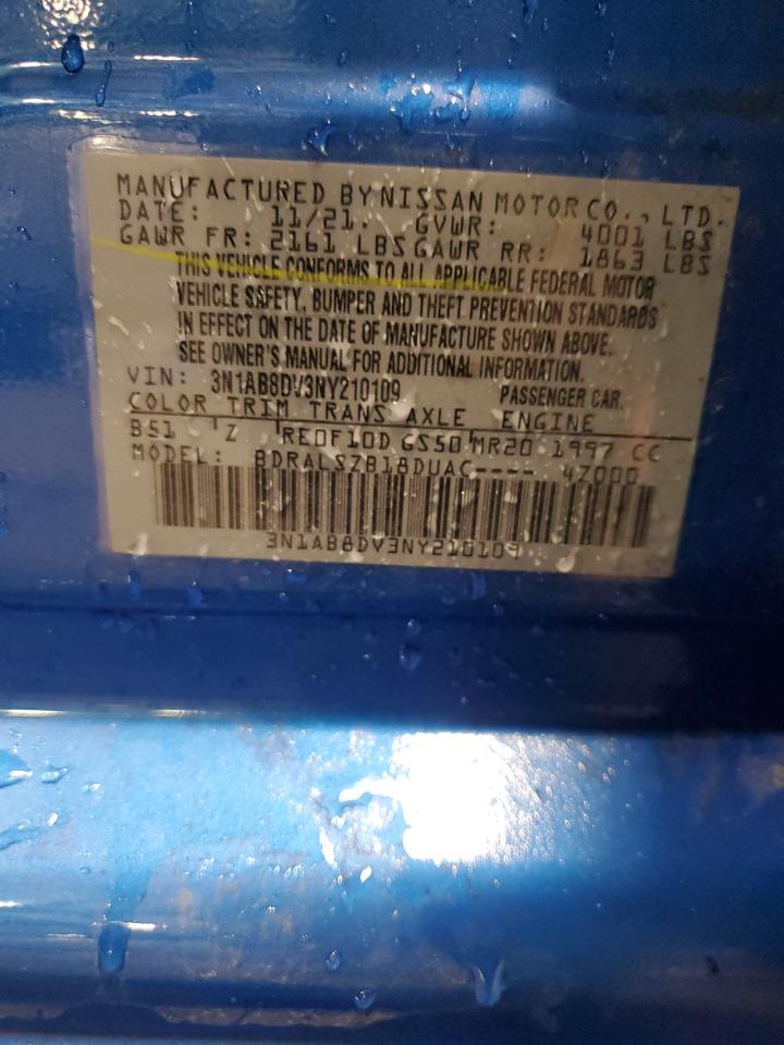 2022 Nissan Sentra Sr VIN: 3N1AB8DV3NY210109 Lot: 85525225