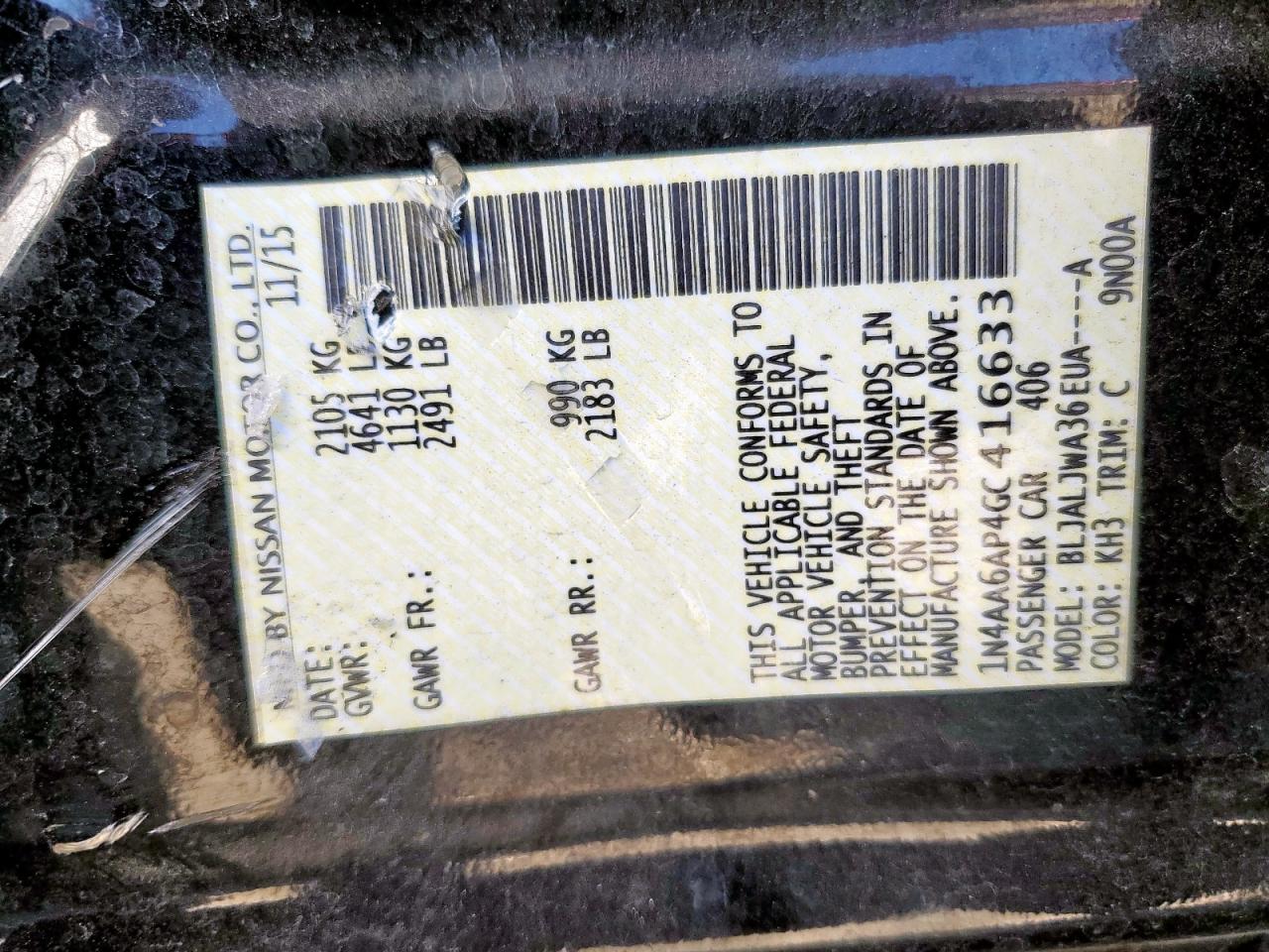 2016 Nissan Maxima 3.5S VIN: 1N4AA6AP4GC416633 Lot: 86526175