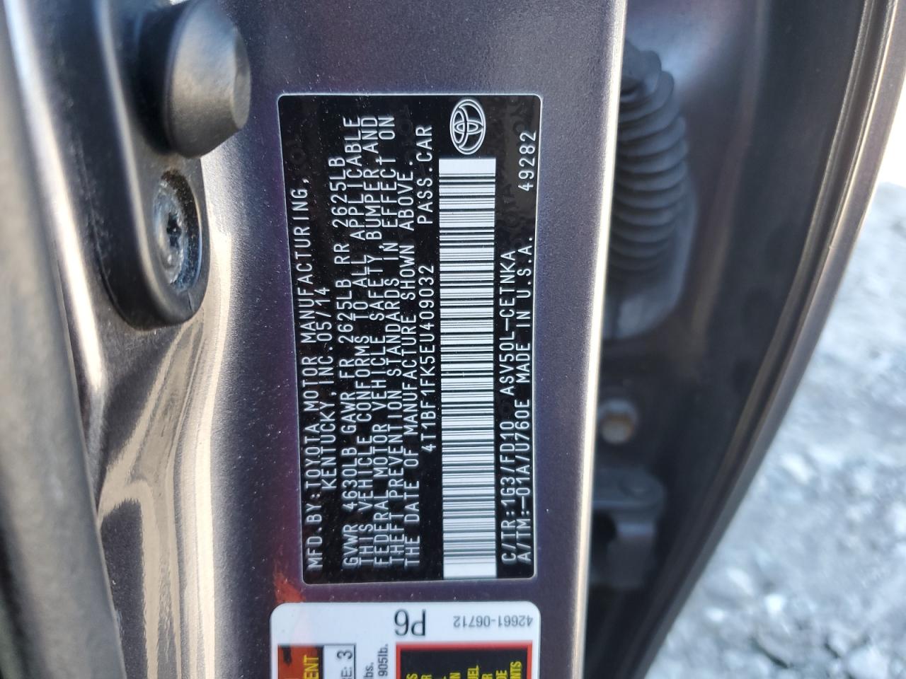 2014 Toyota Camry L VIN: 4T1BF1FK5EU409032 Lot: 84997185