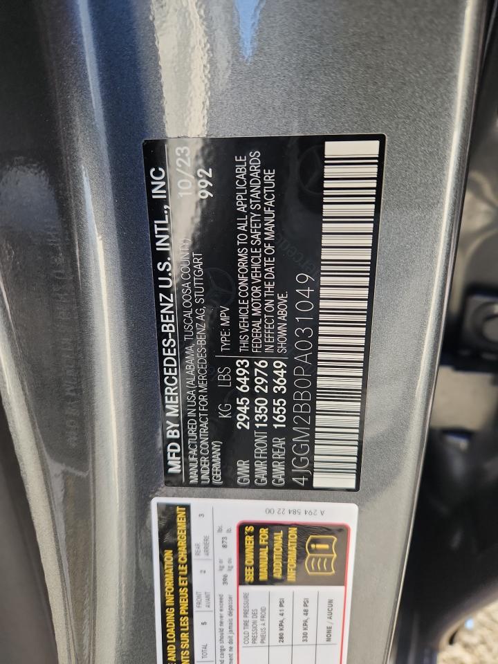 2023 Mercedes-Benz Eqe Suv 350+ VIN: 4JGGM2BB0PA031049 Lot: 82691615