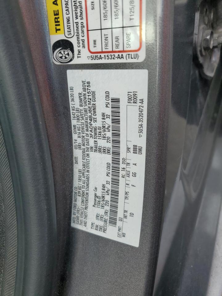 2014 Ford Fiesta Se VIN: 3FADP4BJ8EM215758 Lot: 86791485