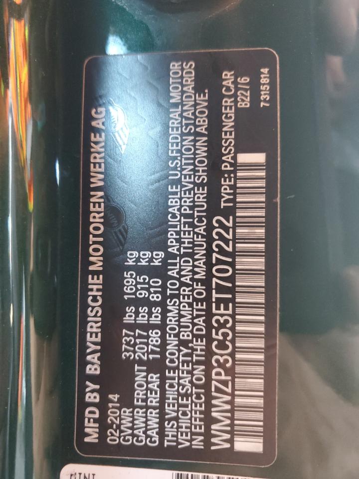 2014 Mini Cooper S VIN: WMWZP3C53ET707222 Lot: 85527135