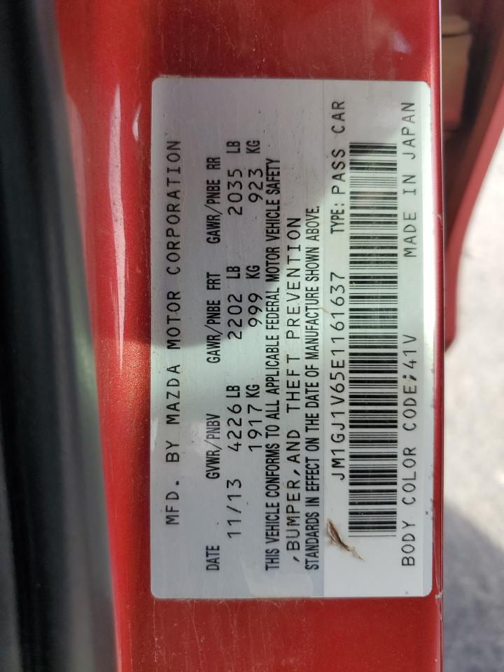 2014 Mazda 6 Touring VIN: JM1GJ1V65E1161637 Lot: 91108225