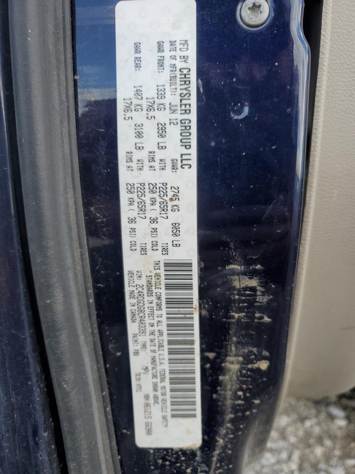 2012 Dodge Grand Caravan Crew VIN: 2C4RDGDG8CR403391 Lot: 89680805