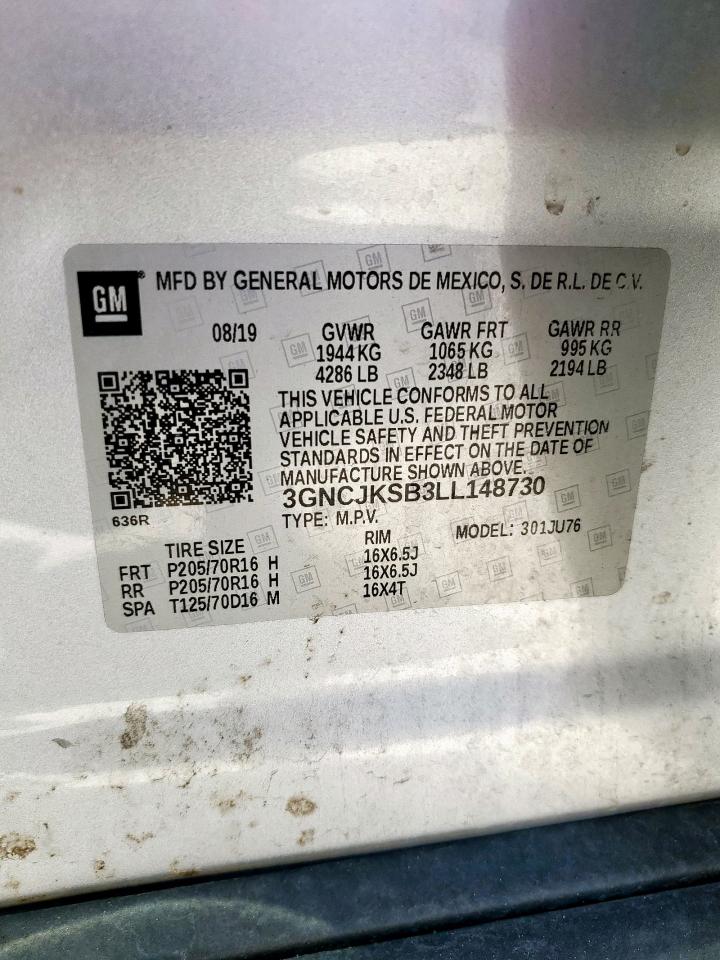 2020 Chevrolet Trax Ls VIN: 3GNCJKSB3LL148730 Lot: 85699275