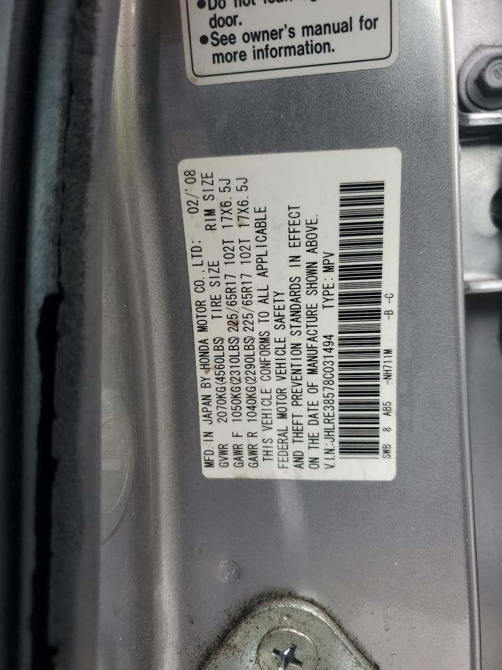 2008 Honda Cr-V Ex VIN: JHLRE38578C031494 Lot: 85926305