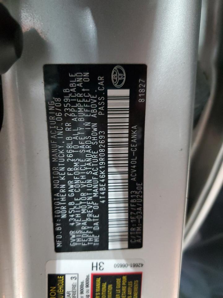 2009 Toyota Camry Base VIN: 4T4BE46K19R082693 Lot: 84836995