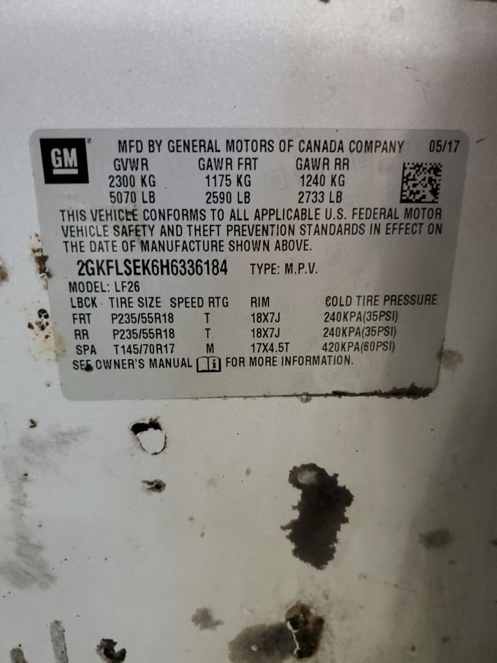 2017 GMC Terrain Sle VIN: 2GKFLSEK6H6336184 Lot: 85732085