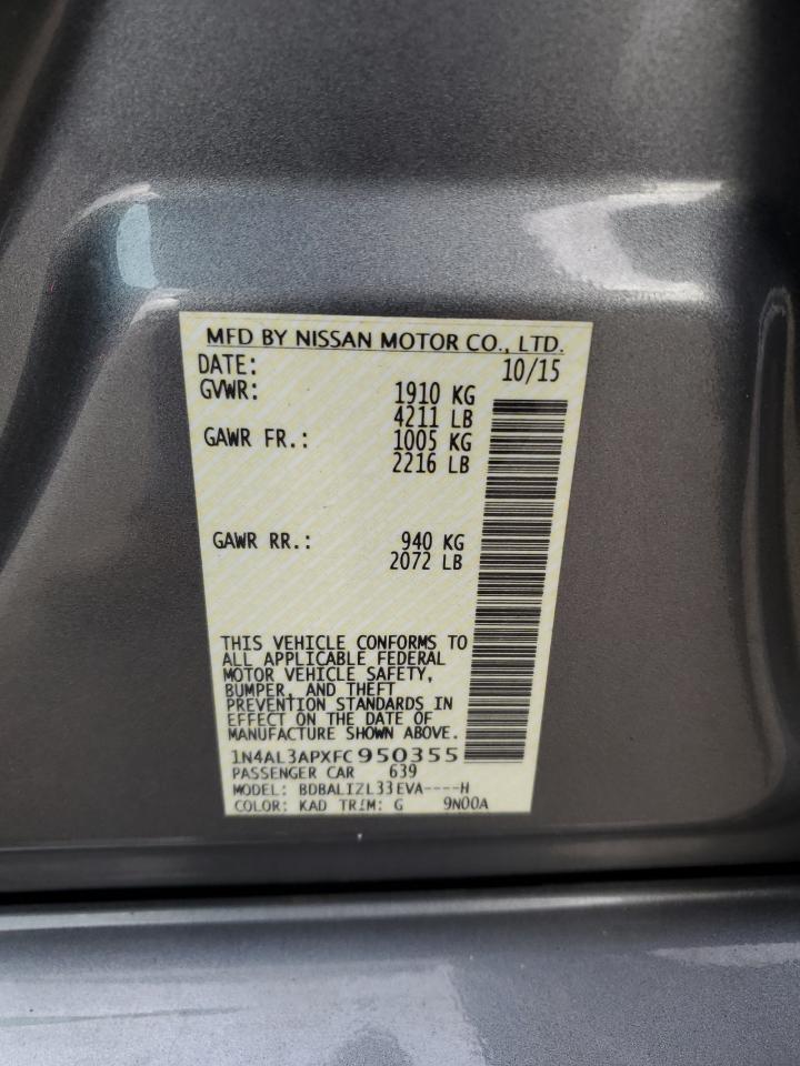 2015 Nissan Altima 2.5 VIN: 1N4AL3APXFC950355 Lot: 85330565