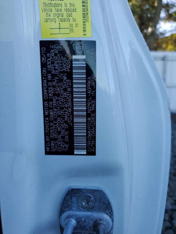2010 Toyota Yaris VIN: JTDJT4K36A5318123 Lot: 84933445