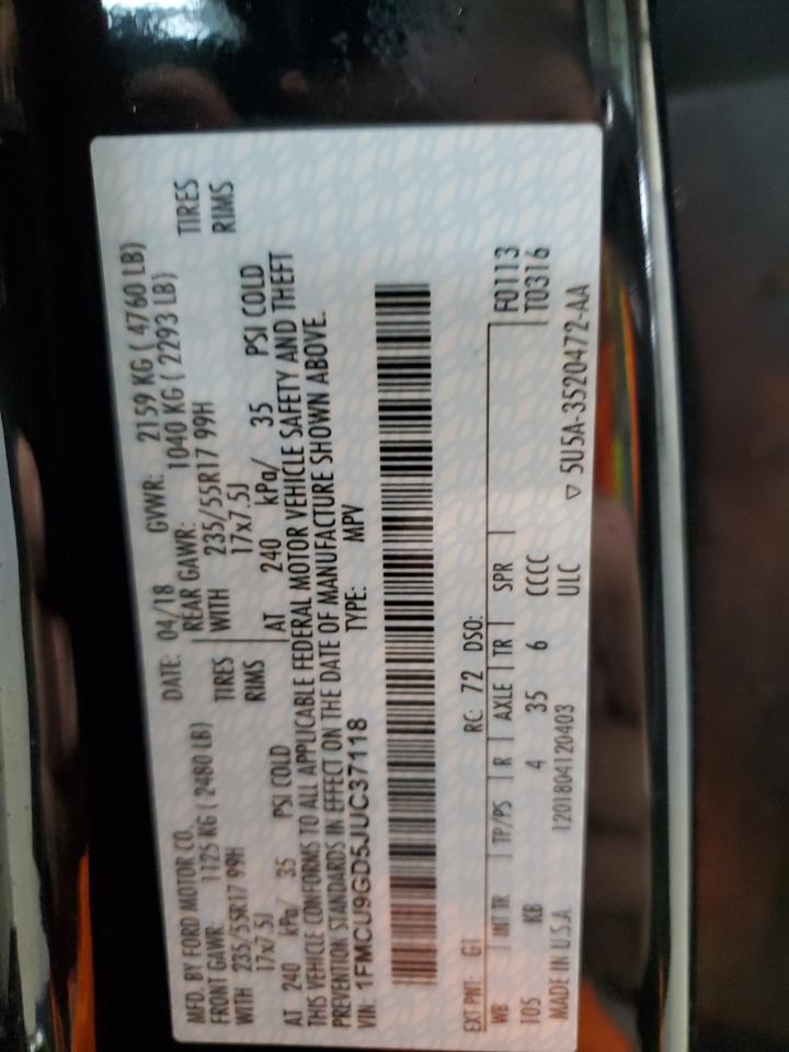 2019 Ford Edge Sel VIN: 2FMPK4J92KBC05815 Lot: 87376505