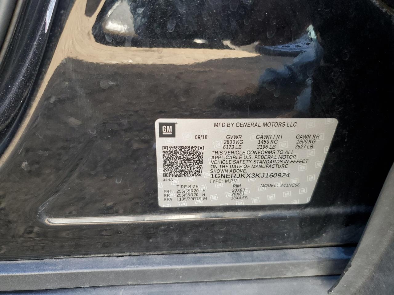 2019 Chevrolet Traverse Rs VIN: 1GNERJKX3KJ160924 Lot: 82782855