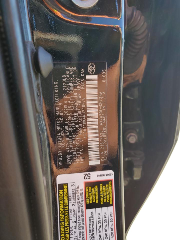 2019 Toyota Camry L VIN: 4T1B11HK4KU218676 Lot: 82317415