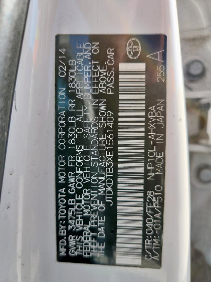 2014 Toyota Prius C VIN: JTDKDTB3XE1561409 Lot: 82468045