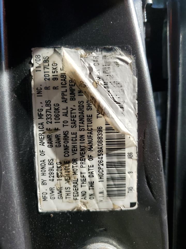 2009 Honda Accord Lxp VIN: 1HGCP26459A068396 Lot: 82343765