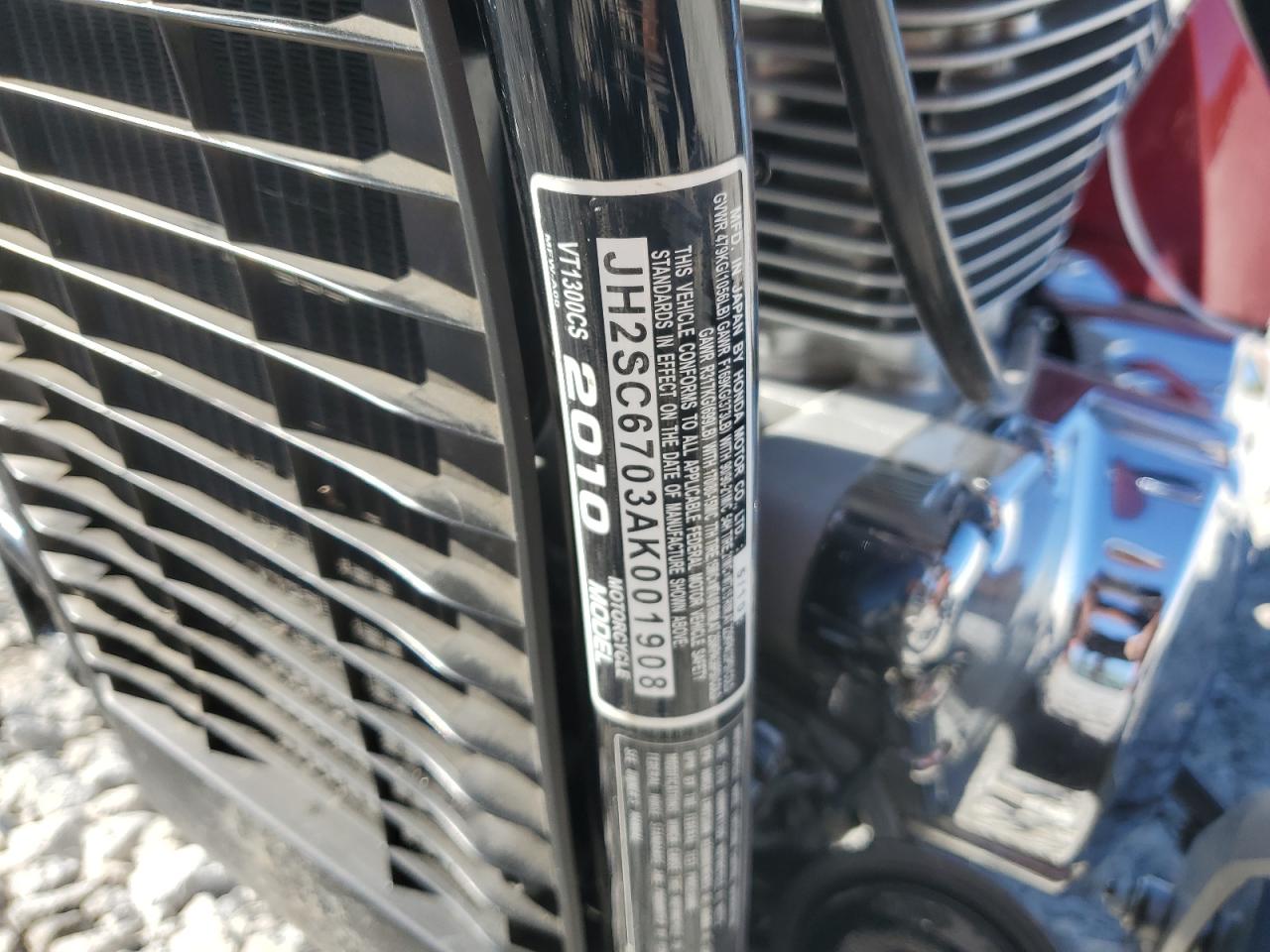 2010 Honda Vt1300 Cs VIN: JH2SC6703AK001908 Lot: 84268125