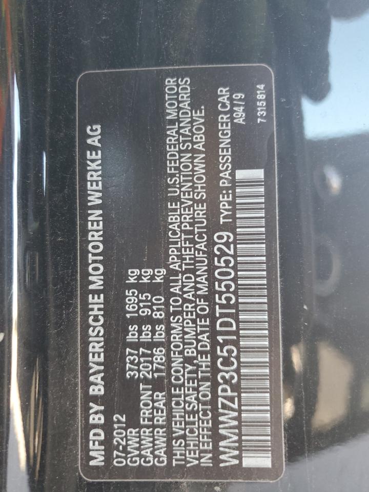 2013 Mini Cooper S VIN: WMWZP3C51DT550529 Lot: 85936235