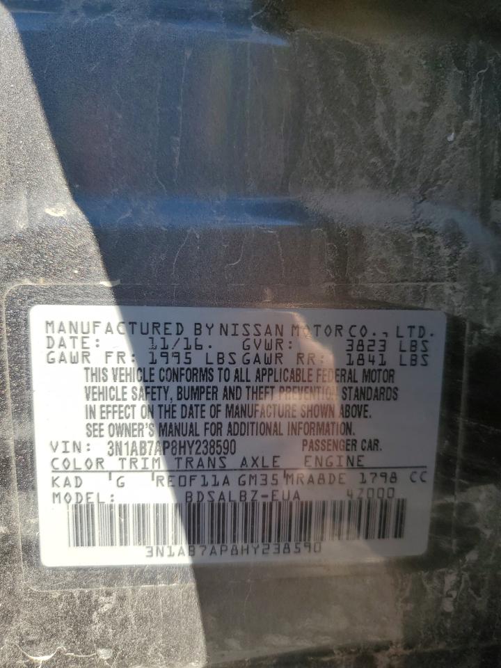 2017 Nissan Sentra S VIN: 3N1AB7AP8HY238590 Lot: 84553715