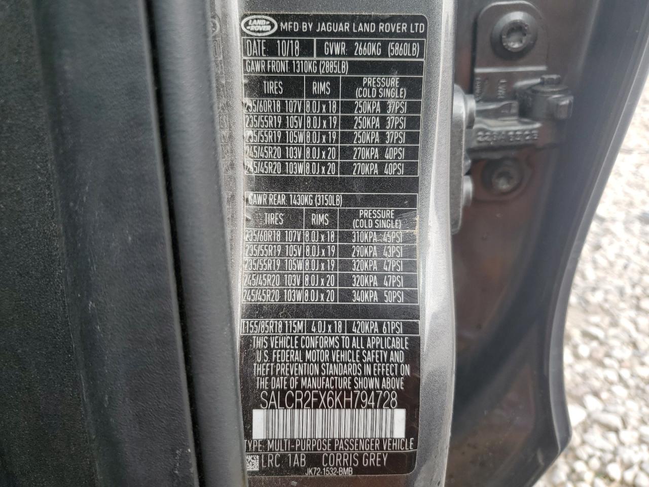 2019 Land Rover Discovery Sport Hse VIN: SALCR2FX6KH794728 Lot: 89566515