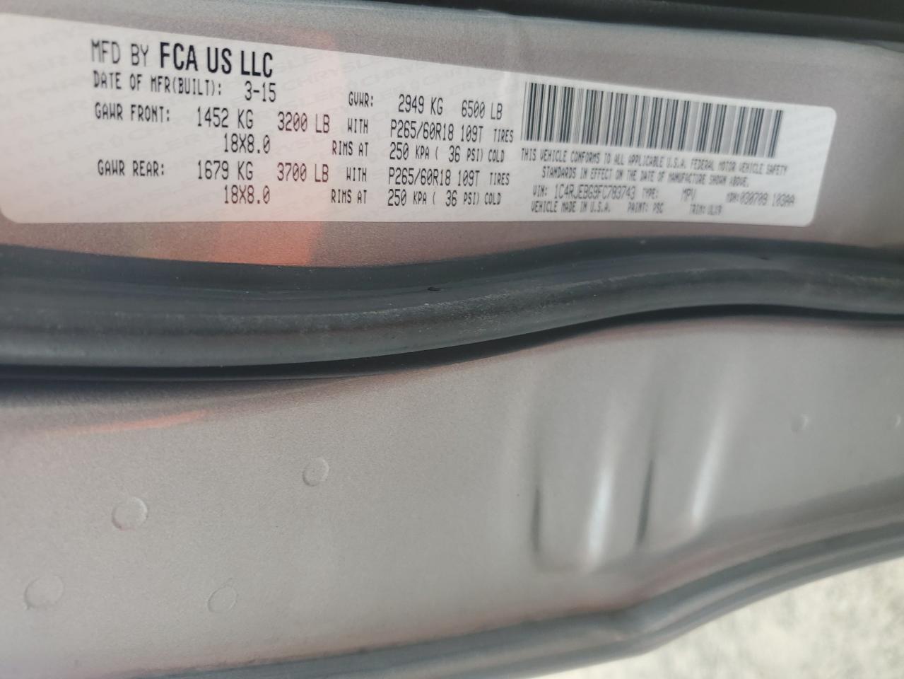 2015 Jeep Grand Cherokee Limited VIN: 1C4RJEBG9FC783743 Lot: 85783875