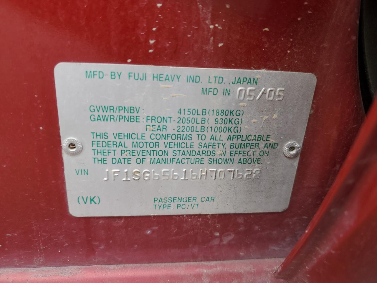 2006 Subaru Forester 2.5X Premium VIN: JF1SG65616H707628 Lot: 82009575