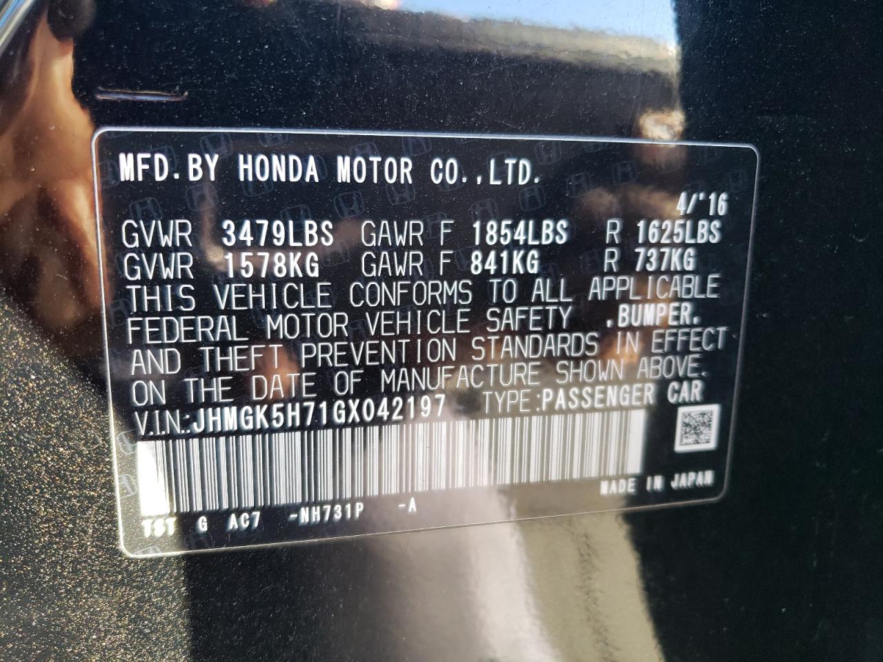 2016 Honda Fit Ex VIN: JHMGK5H71GX042197 Lot: 85376705