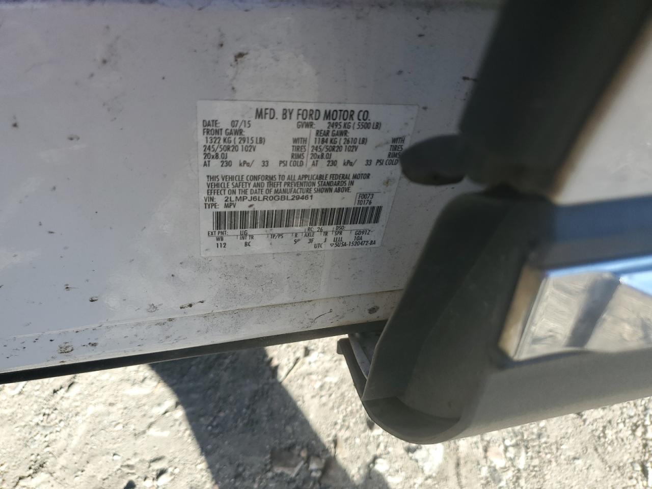 2016 Lincoln Mkx Reserve VIN: 2LMPJ6LR0GBL29461 Lot: 86712325