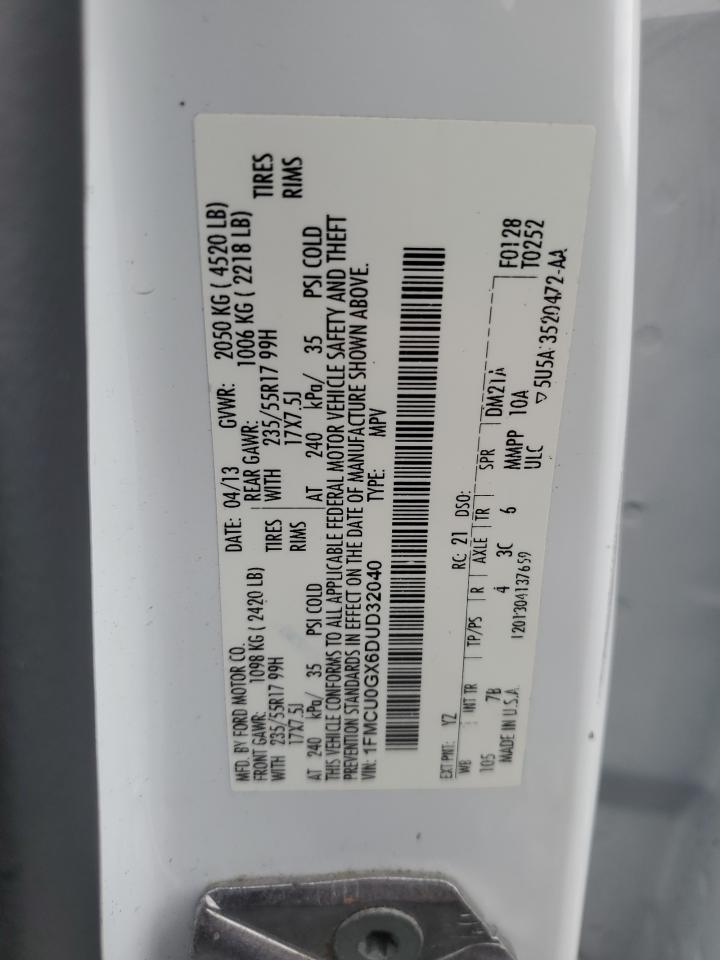 2013 Ford Escape Se VIN: 1FMCU0GX6DUD32040 Lot: 86322885