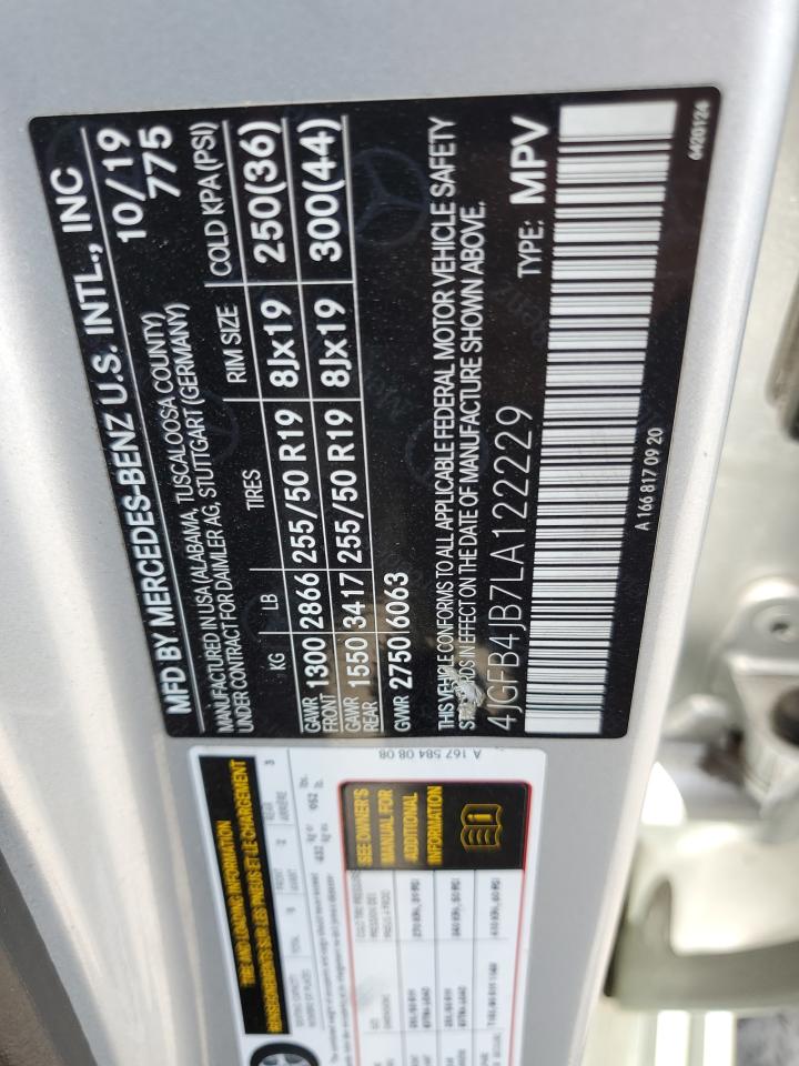 2020 Mercedes-Benz Gle 350 VIN: 4JGFB4JB7LA122229 Lot: 85156095