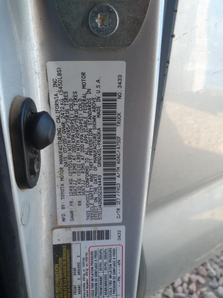 2005 Toyota Tacoma Double Cab VIN: 5TELU42N55Z124449 Lot: 81939745