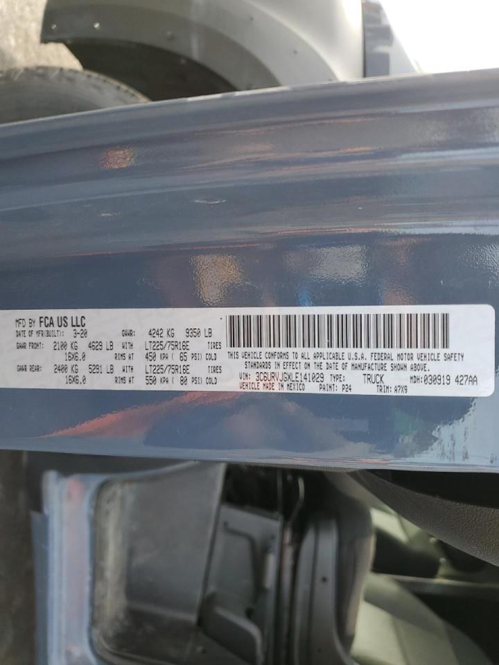 2020 Ram Promaster 3500 Delivery Van VIN: 3C6URVJGXLE141029 Lot: 86990155