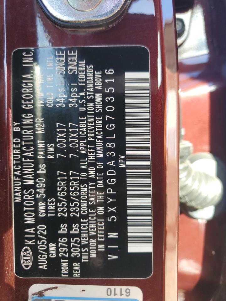 2020 Kia Sorento L VIN: 5XYPGDA38LG703516 Lot: 84768135