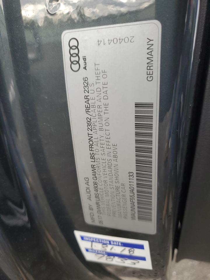 2018 Audi A5 Premium VIN: WAUNNAF55JA011133 Lot: 90226515