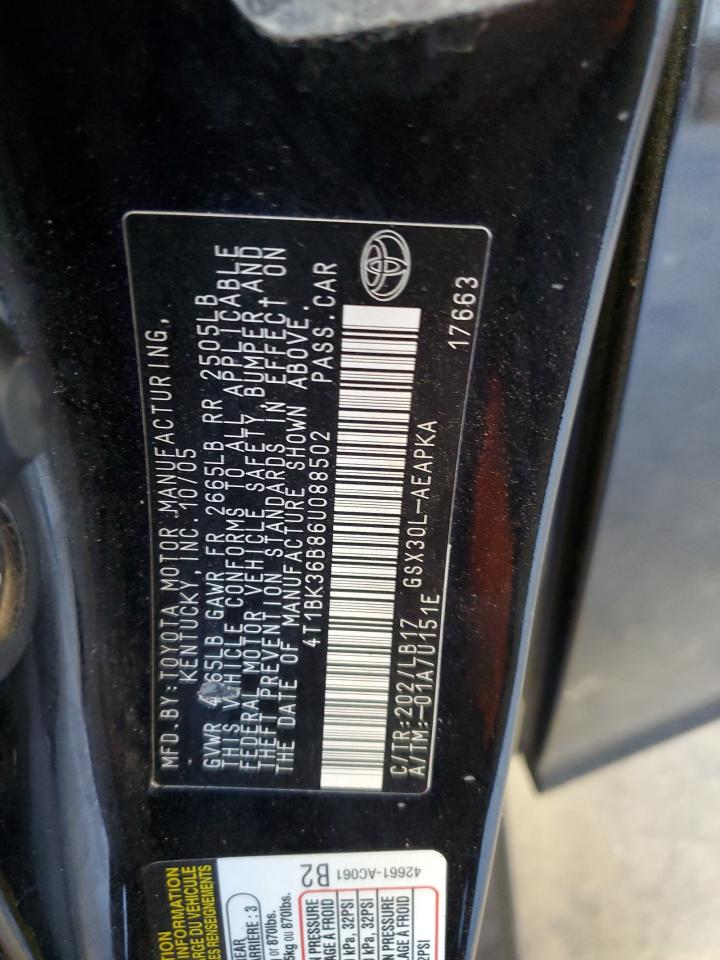 2006 Toyota Avalon Xl VIN: 4T1BK36B86U088502 Lot: 87399755