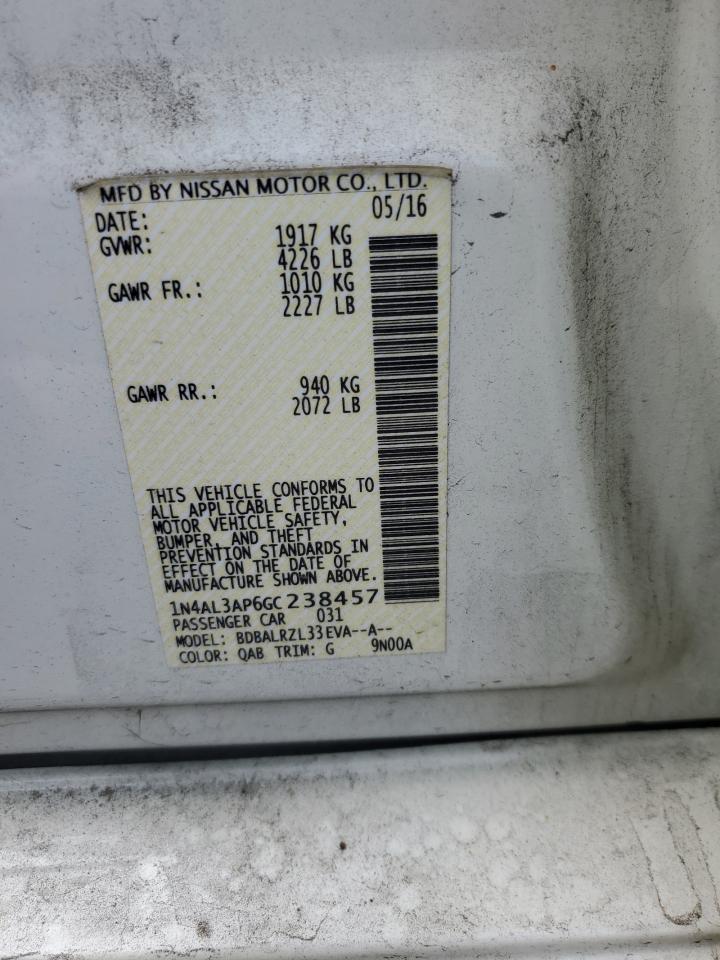 2016 Nissan Altima 2.5 VIN: 1N4AL3AP6GC238457 Lot: 84602865