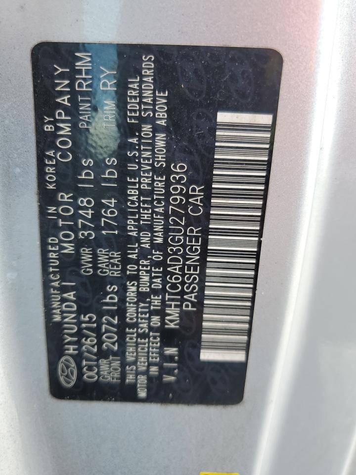 2016 Hyundai Veloster VIN: KMHTC6AD3GU279936 Lot: 82726695