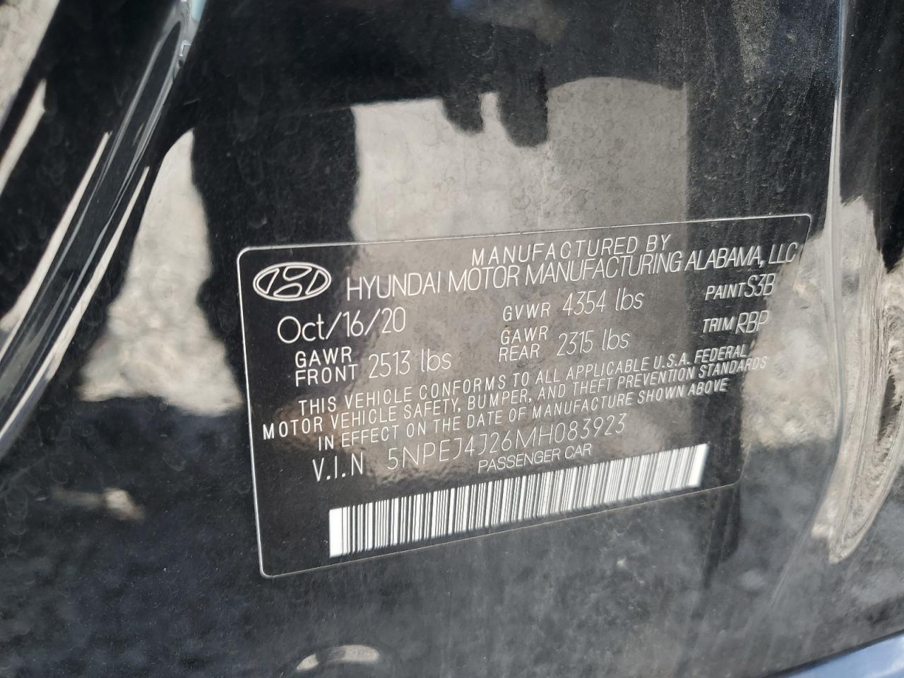 2021 Hyundai Sonata Sel Plus VIN: 5NPEJ4J26MH083923 Lot: 85763295