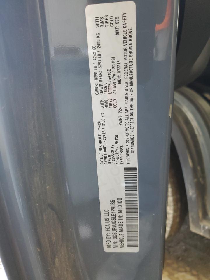 2020 Ram Promaster - Delivery Van VIN: 3C6URVJG6LE129086 Lot: 94004145