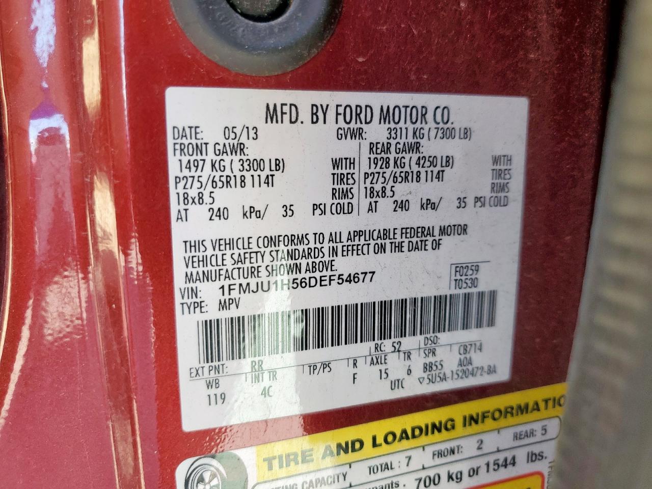 2013 Ford Expedition Xlt VIN: 1FMJU1H56DEF54677 Lot: 85572285