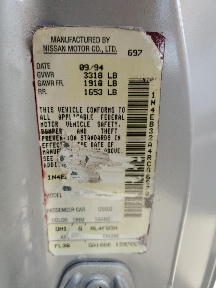 1994 Nissan Sentra E VIN: 1N4EB32A4RC869709 Lot: 85565335