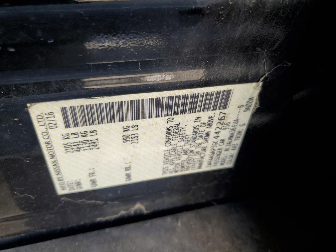 2016 Nissan Maxima 3.5S VIN: 1N4AA6AP3GC442267 Lot: 91014845