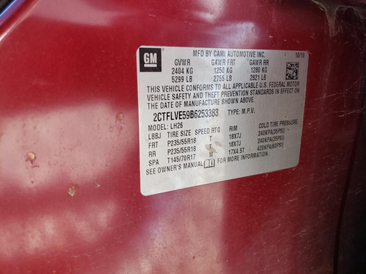 2011 GMC Terrain Slt VIN: 2CTFLVE59B6253383 Lot: 87214815