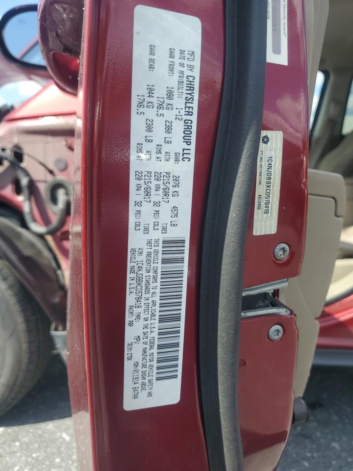 2012 Jeep Compass Sport VIN: 1C4NJDBBXCD578418 Lot: 81892795