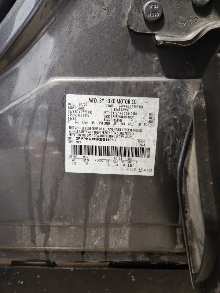 2024 Ford Edge Sel VIN: 2FMPK4J95RBB14063 Lot: 85828875