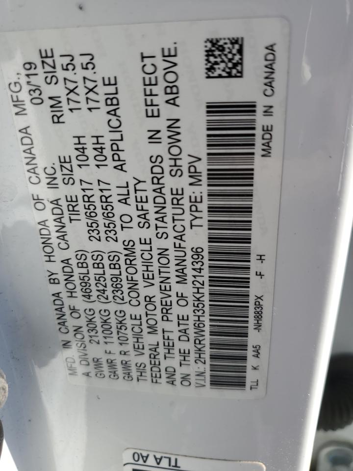 2019 Honda Cr-V Lx VIN: 2HKRW6H35KH214396 Lot: 87369735