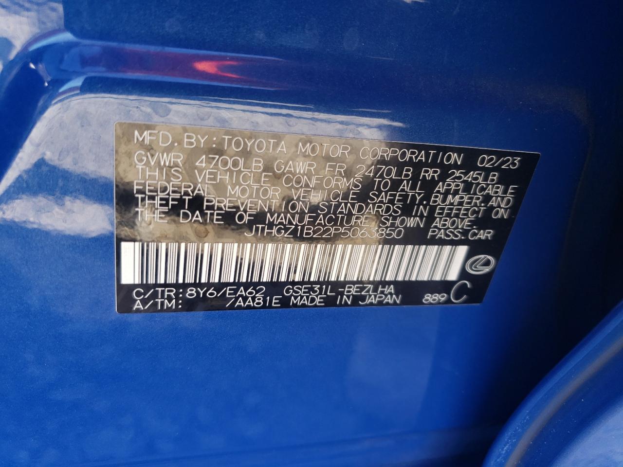 2023 Lexus Is 350 F Sport Design VIN: JTHGZ1B22P5063850 Lot: 86829805