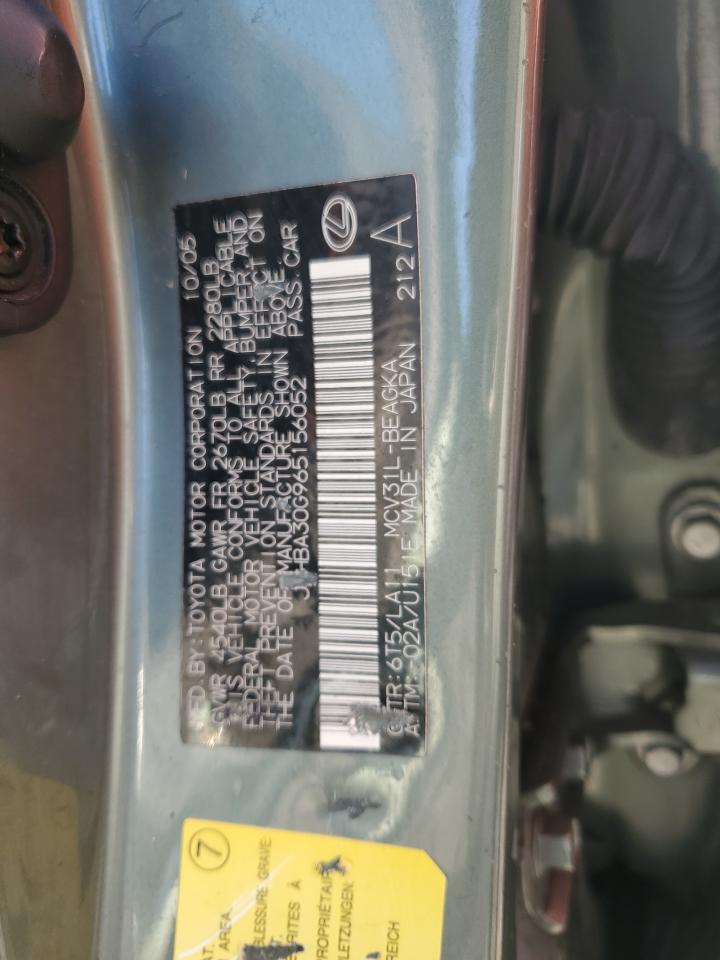 2006 Lexus Es 330 VIN: JTHBA30G965156052 Lot: 81922305