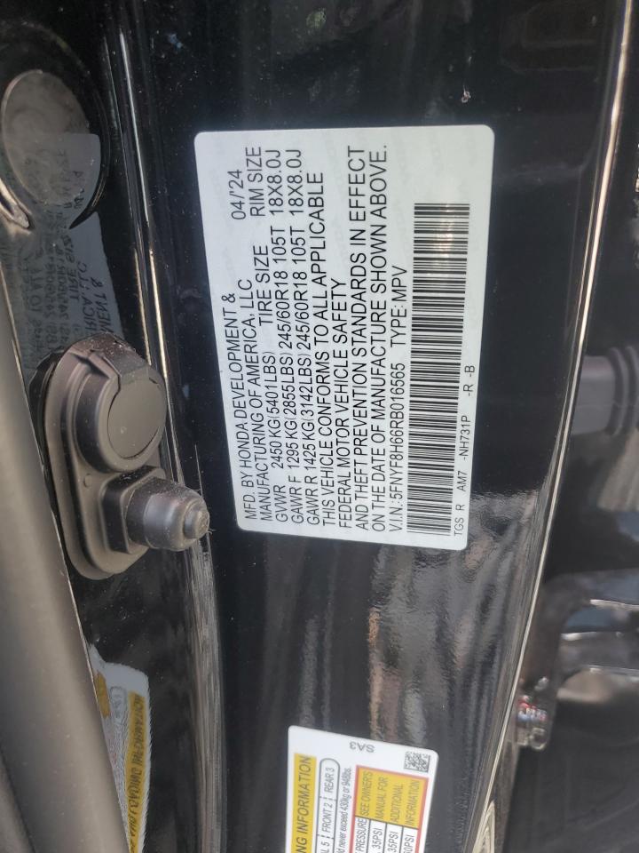 2024 Honda Passport Trail Sport VIN: 5FNYF8H66RB016565 Lot: 86606005