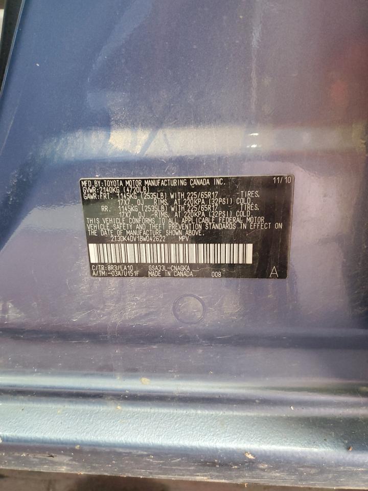 2011 Toyota Rav4 Limited VIN: 2T3DK4DV1BW042622 Lot: 82185205