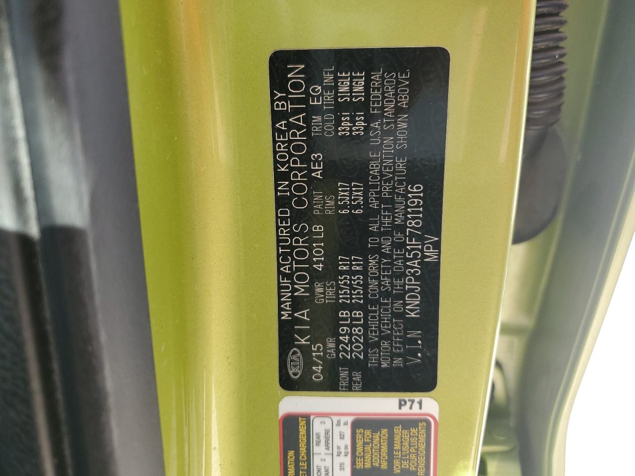 KNDJP3A51F7811916 2015 Kia Soul +